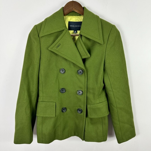 Banana Republic Jackets & Blazers - Banana Republic Womens Wool Peacoat XS Green Mod Old Money Quiet Luxury Career